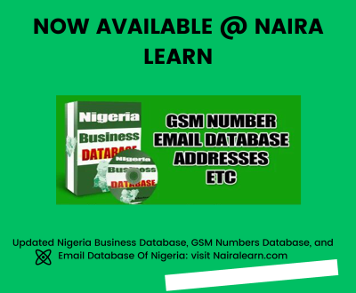Updated Nigeria Business Database, GSM Numbers Database, and Email Database Of Nigeria